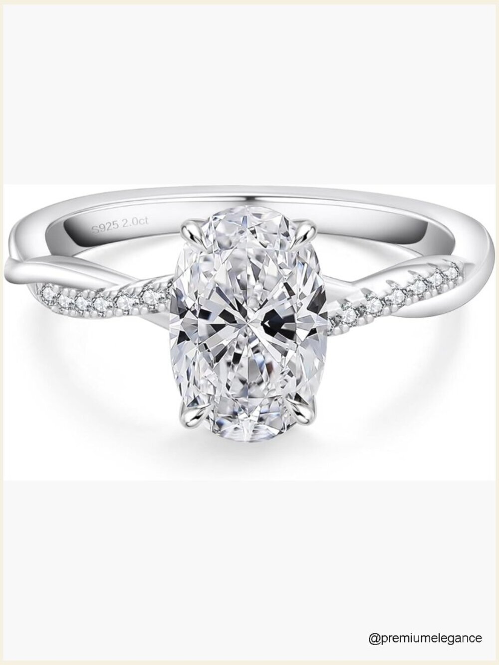 2ct Moissanite Oval Solitaire Promise Ring, 925 Silver Plated